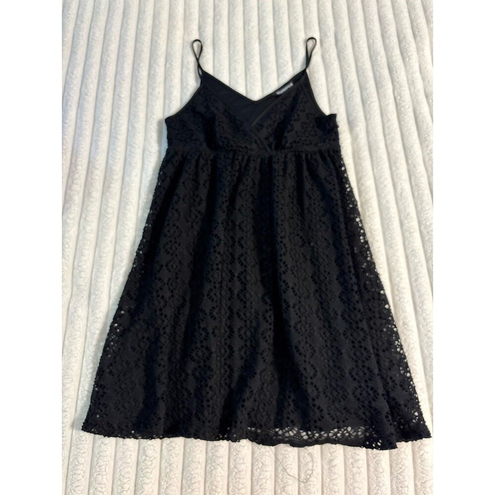 Express Eyelet Lined Babydoll Empire Waist Sundress Womens Small Black